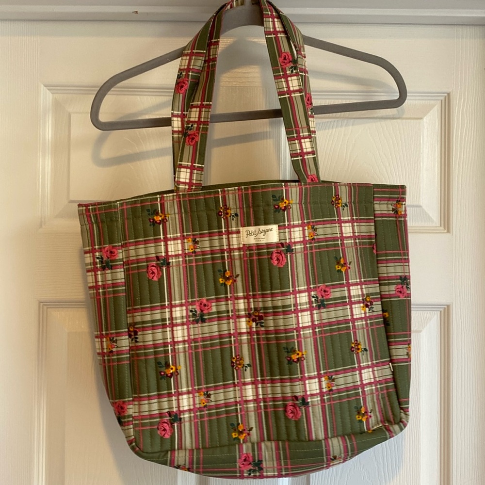 Sezane, Petit Sezane floral/plaid tote